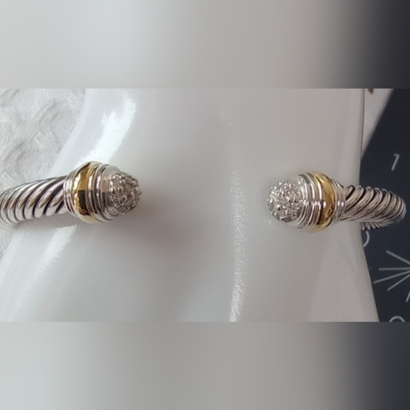 David Yurman Jewelry - David Yurman 5 mm Cable Silver & Yellow Gold With Diamonds Bracelet